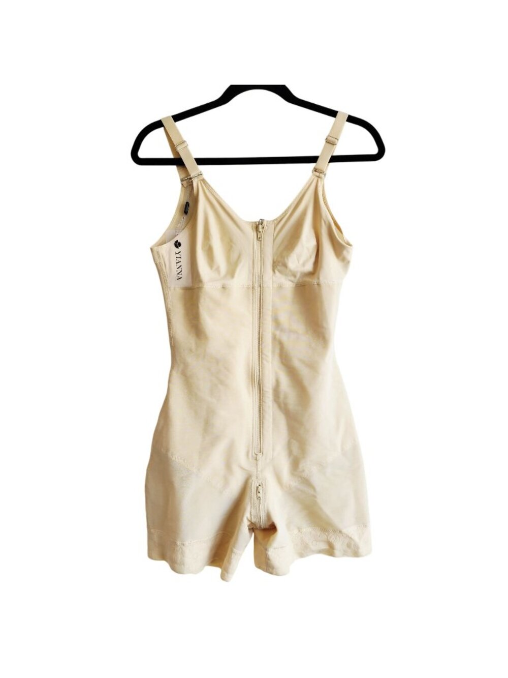 Yianna Women’s Beige Full Body Shaper With Adjustable Straps Zipper  Size L